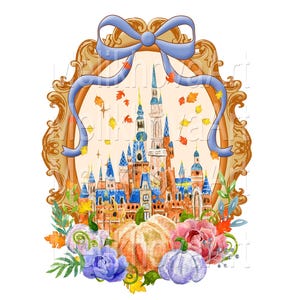 Magical Castle Coquette with bow, Locket, Fall, Halloween, Pumpkin, Autumn, Print, Printable, Shirt,Digital,Sublimation transfer,PNG,Clipart