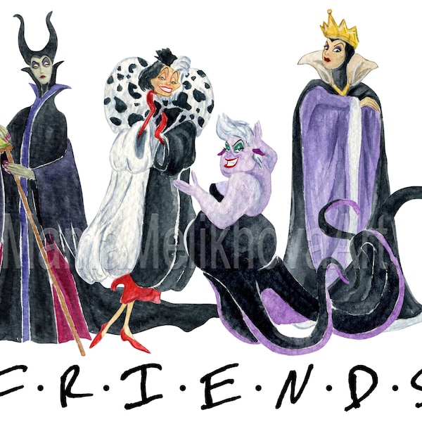 Villains Watercolor Clipart, Princess PNG (Digital Download)