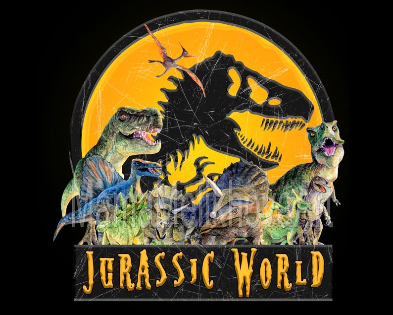 Jurassic world, Park, Dinosaur, Digital, Watercolor, Printable, Shirt, Sublimation transfer, Print, Clipart, PNG, Design image 2