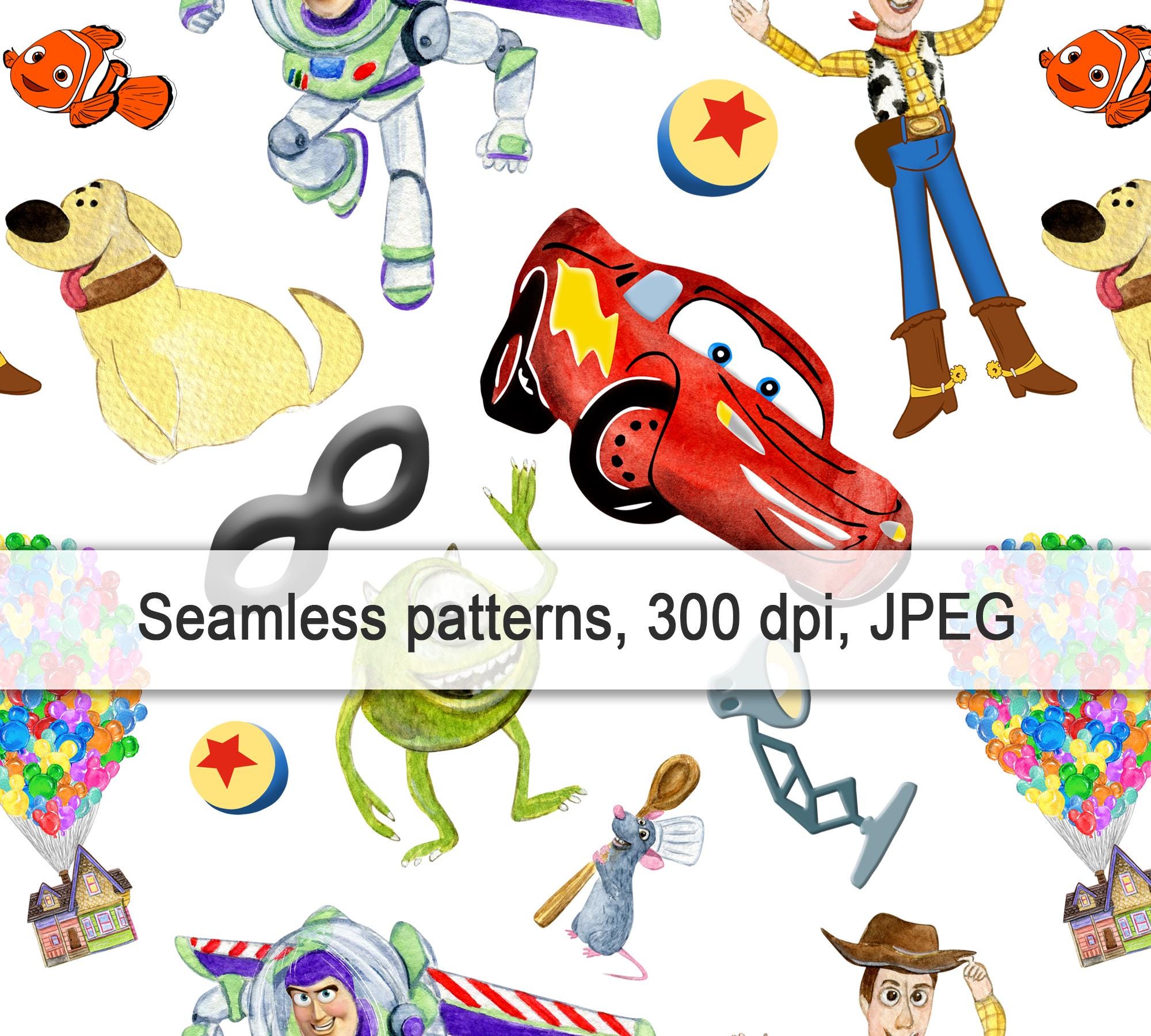 Pixar Fest Characters Seamless Pattern, JPEG (digital Download) - Etsy