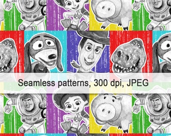 Watercolor Story Friends Seamless Pattern (Digital Download)