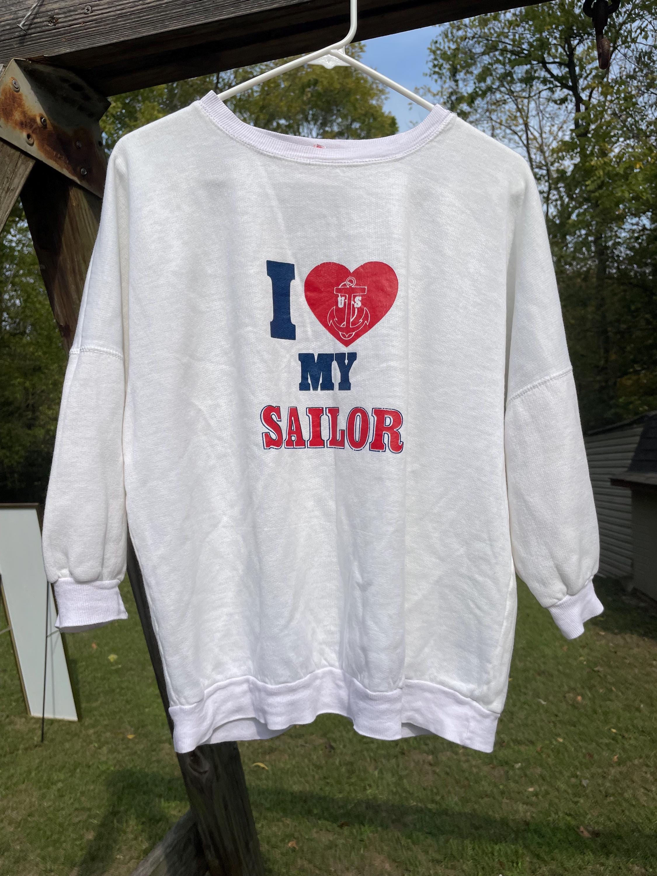 60s 70s sailor design pullover shirt USA