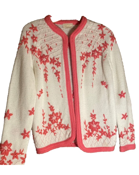 Vintage Fully Fashioned Cardigan Fairycore Cottag… - image 1