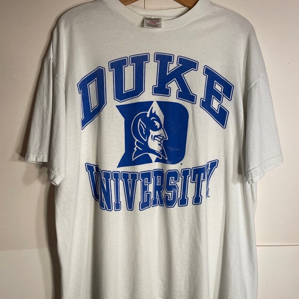 Vintage 80s 70s Duke University T-shirt Adult Size Xl Huge Print Blue Devils Nice Huge Graphic Print Good Condition extra large