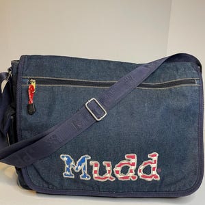 Vintage Y2K 2000 MUDD Crossbody Messenger Laptop Bag Denim 90er Jahre Kultiges Logo Groß Viele Fächer geräumig Skater Grunge Adreppy