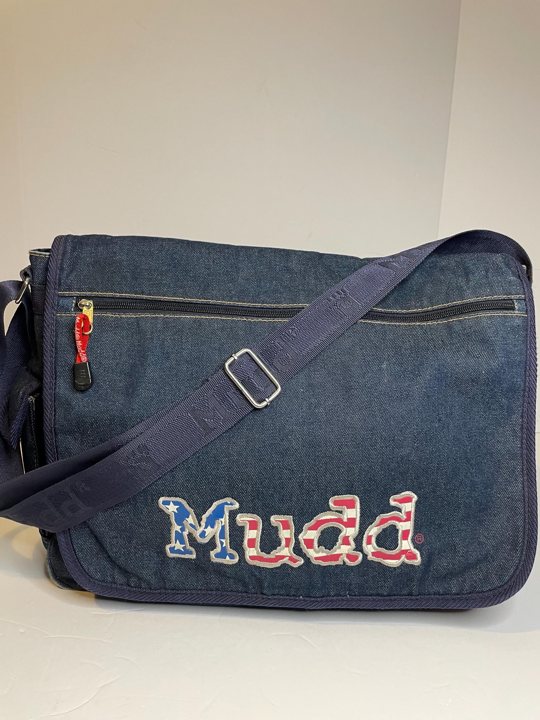 【2000archives】BIBIコラボ AB NYLON MESSENGER BAG (2 COLORS) Vintage Y2K 2000's MUDD Crossbody Messenger Laptop Bag Denim