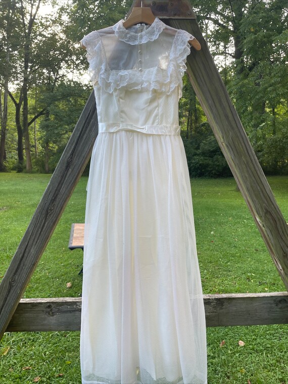 Vintage Dress Victorian Prairie Size 2 Lace Ivory… - image 8