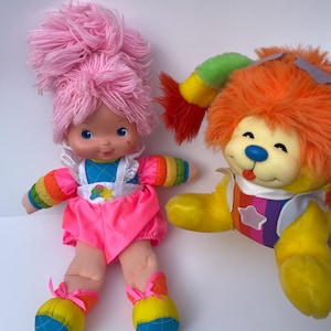 Vintage Rainbow Brite with Puppy Brite Plush Stuffed (Lot of 2) 1983 Hallmark 1980s Cartoon Taiwan Vintage Toys 80s Kids Bedroom