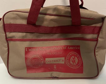 Vintage United Steelworkers Of American Bag District 8 Trade Union Steel Workers Association Duffle Bag Overnight Bag Carry On Luggage