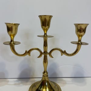 Vintage Brass 3 Arm Candelabra Taper Candle Holder 8x8 Half Moon Base Boho Decor Altar India Gothic Brass Candleholder Spiritual Celestial