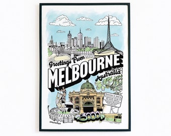 Greetings From Melbourne Classic Original Artwork Print