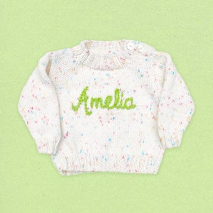 Hand Knitted Personalised Name Baby Jumper Hand Crochet in Melbourne, Australia image 2