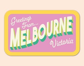 Greetings from Melbourne Large Fridge Magnet - Designed & Made in Melbourne