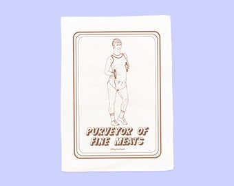Purveyor of Fine Meats Cotton Screen-Printed Tea Towel