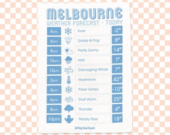 Melbourne Weather Forecast Screen Printed Cotton Towel