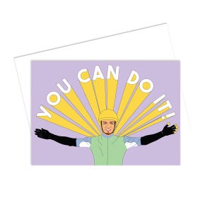 Tarjeta de felicitación "You Can Do It!" (¡Puedes hacerlo!), interior en blanco, diseñada e impresa en Melbourne, Australia, con tintas vegetales sobre cartulina reciclada