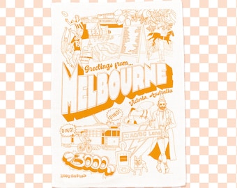 Melbourne - Local Only Cotton Screen-Printed Tea Towel