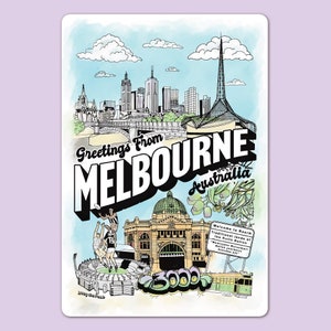 Aimant de réfrigérateur Greetings from Melbourne - Conçu et fabriqué à Melbourne