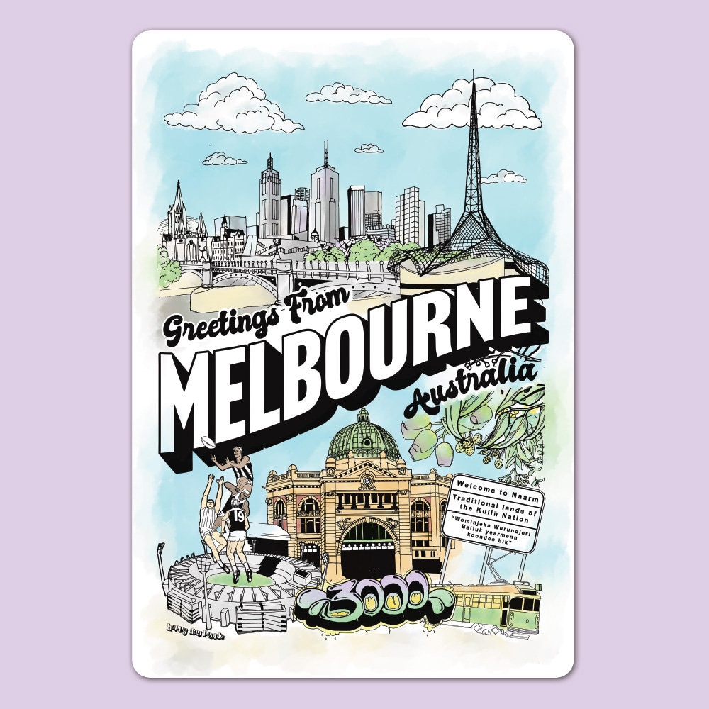 Greetings from Melbourne Fridge Magnet - Designed & Made in Melbourne