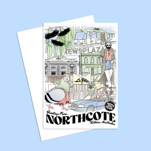 Greetings from Northcote Greeting Card - Blank Inside - Designed & Printed in Melbourne with Vegetable-based inks on recycled card