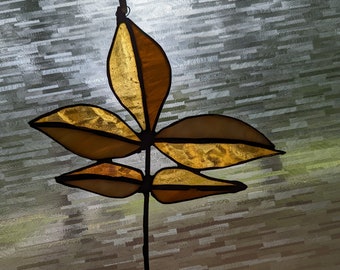 Stained Glass Hickory Leaf
