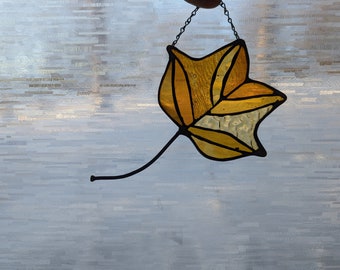 Stained Glass Tulip Poplar Leaf