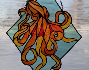 Stained Glass Octopus Panel