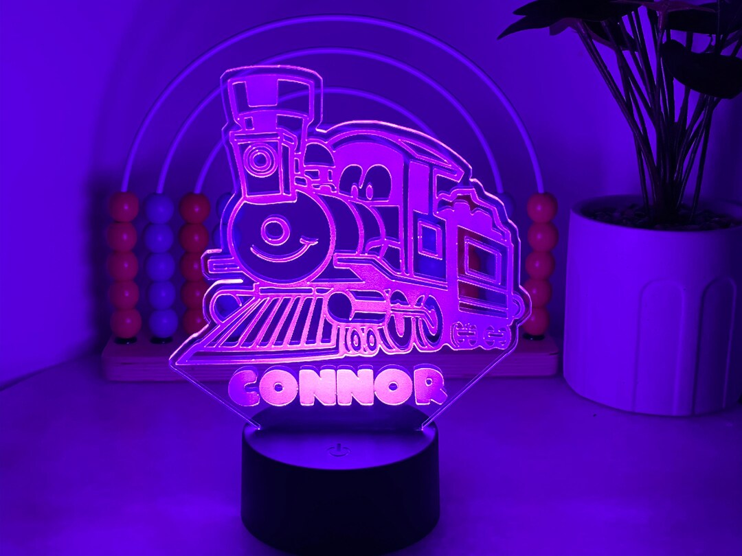 Personalised Train Night Light Customised Name Night Light Etsy