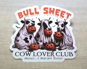 Pegatina de vaca divertida, pegatina de Halloween, pegatina de otoño, regalo de Halloween, calidad prémium, laminada, acabado brillante