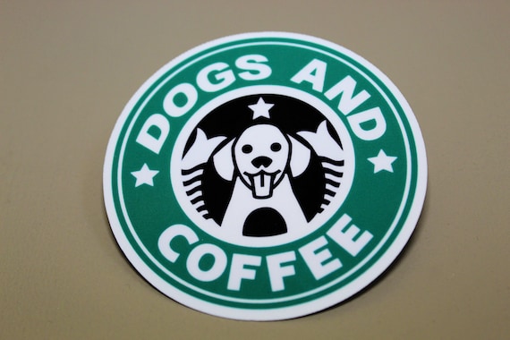 Dogs and Coffee Sticker, Coffee Tumbler Sticker, PREMIUM Quality, Laminated, Glossy Finish, Weatherproof, Waterproof, U.V Protection