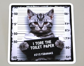 Pegatina de foto policial de Bad Kitty: Gato divertido, brillante, resistente al agua