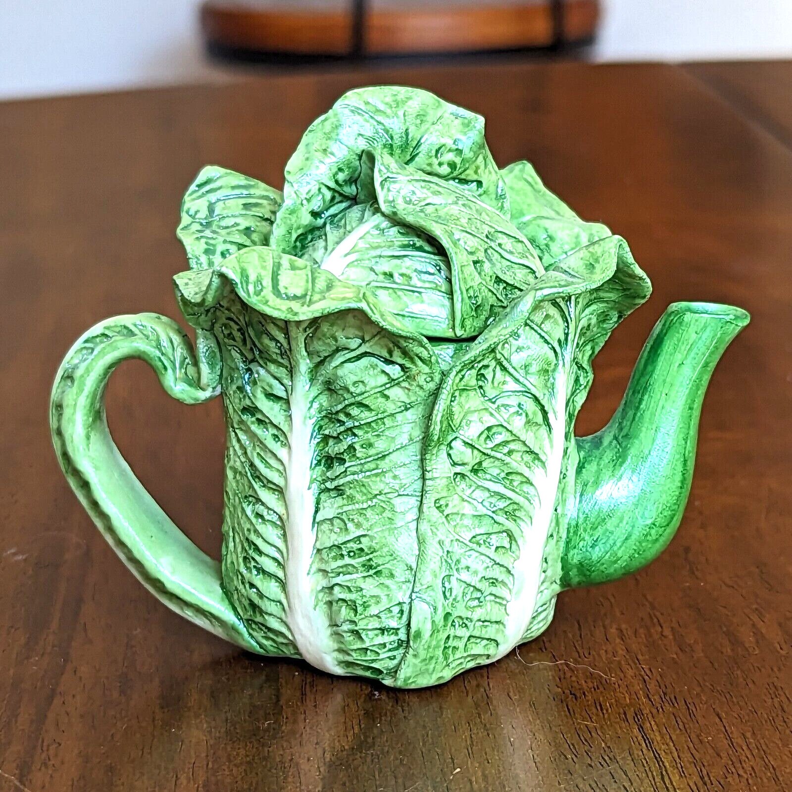Khien Miniature Ceramic Romaine Lettuce Teapot Made in Thailand Vintage