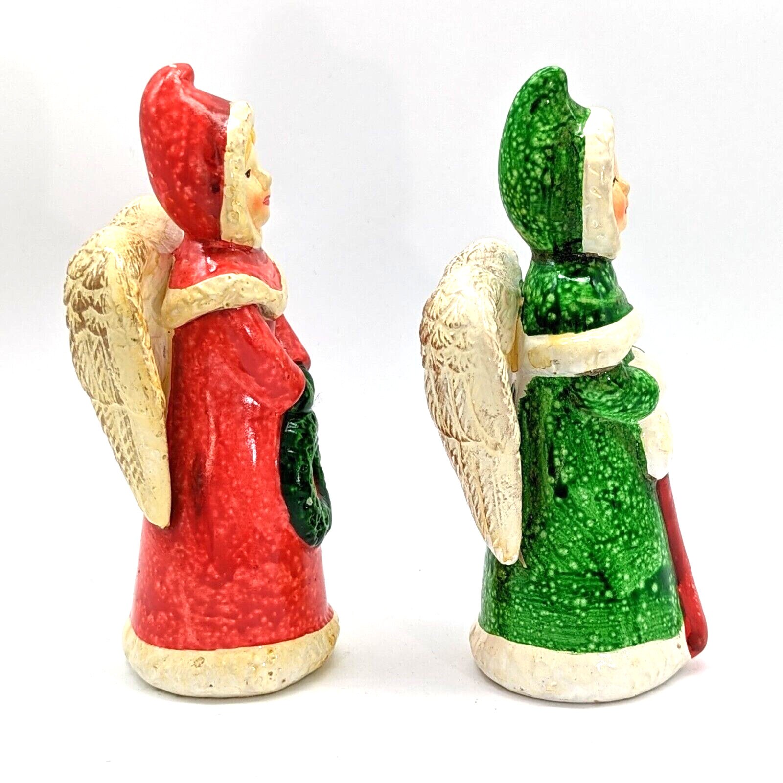 Vintage Christmas Angel Figurines Two Ceramic Greenbrier Etsy