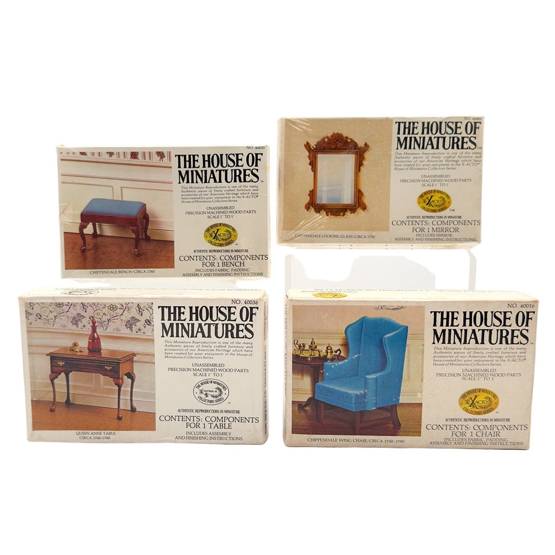 Dollhouse House of Miniatures xacto Four Colonial Furniture Kits Queen Anne Chippendale Chair