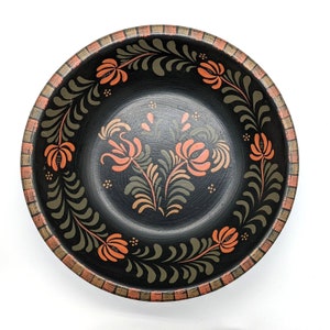 Kathy Graybill Ceramic Bowl Signed Primitive Pennsylvania Folk Art Hand-Painted