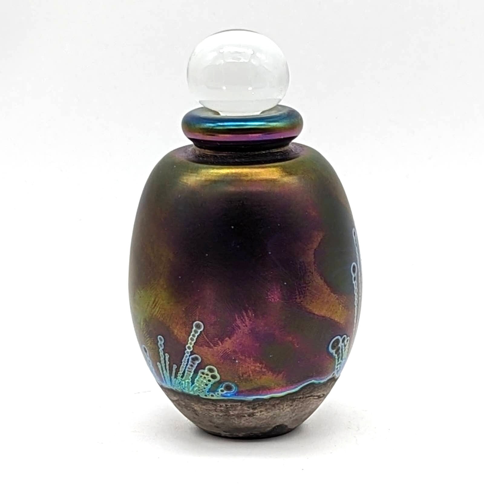 ガラス作家 Robert Eickholt 香水瓶  希少 1990年 在銘 Robert Eickholt Signed Iridescent Art Glass Perfume Bottle