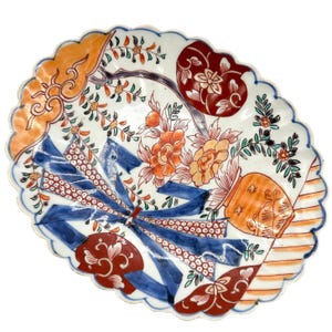 Antique Japanese Imari Porcelain Dish | 19th Century Hand Painted Oval Platter Plate