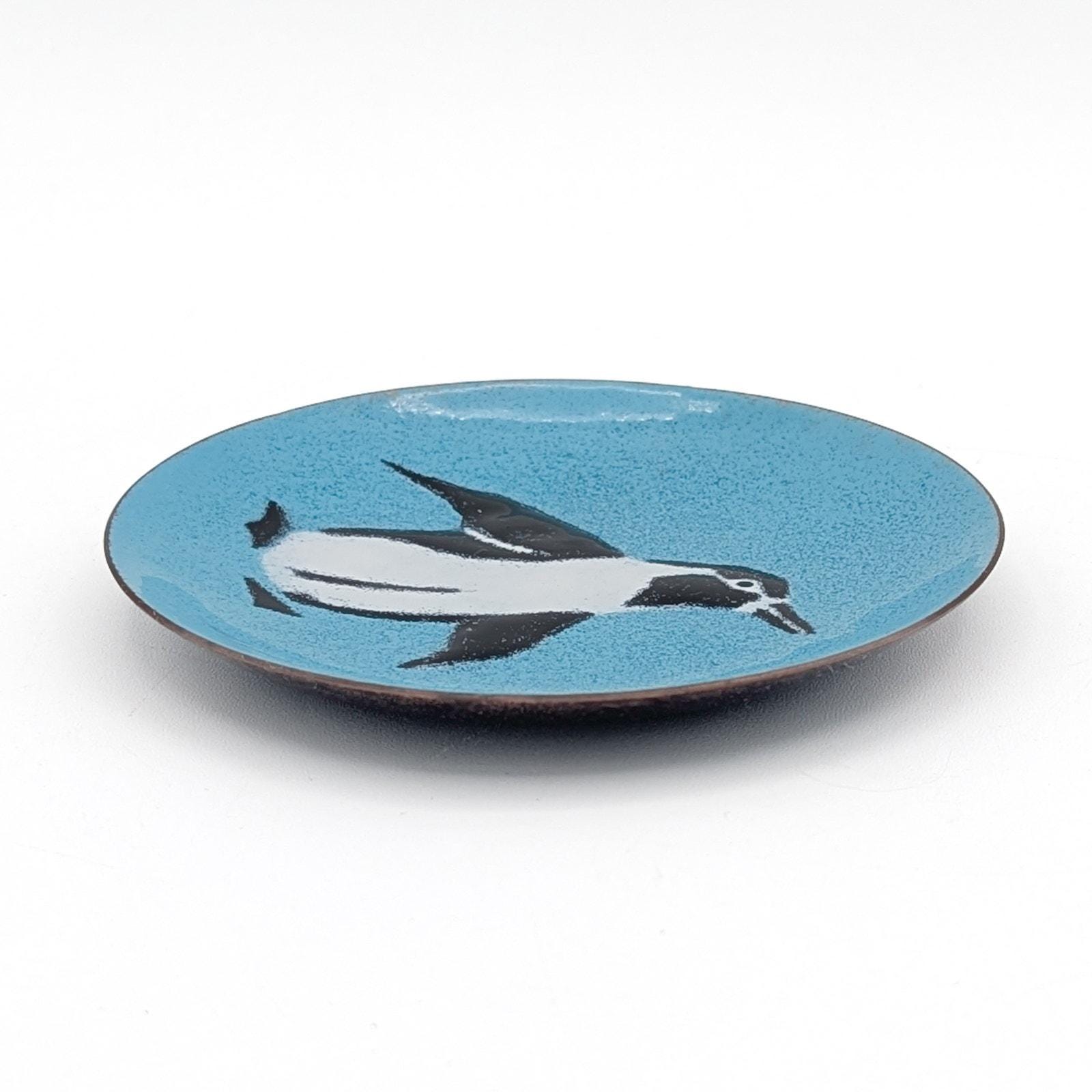 Vintage Annemarie Davidson Enamel on Copper Plate With Penguin on