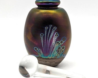 Robert Eickholt Signed Iridescent Art Glass Perfume Bottle