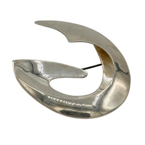 Taxco Sterling Silver Brooch | Folded Swirl C Shaped 3d Modernist Design | Marked Mexico TB-28 925