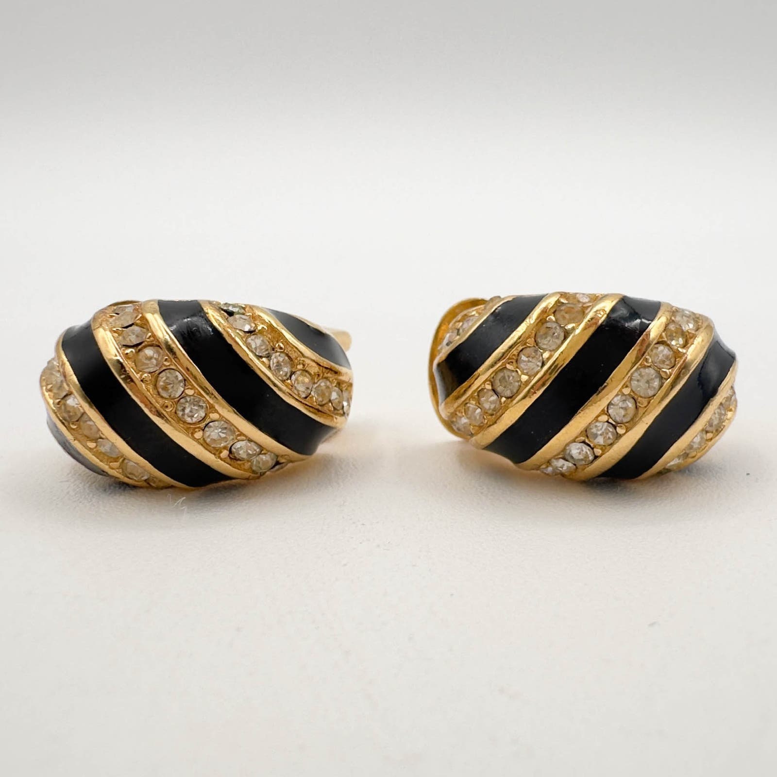 Christian Dior Gold Tone Domed Half Hoop Clip-on Earrings
