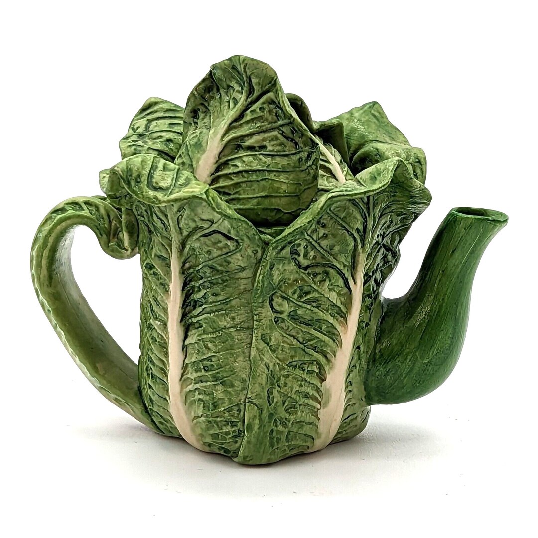 Khien Miniature Ceramic Romaine Lettuce Teapot Made in Thailand Vintage