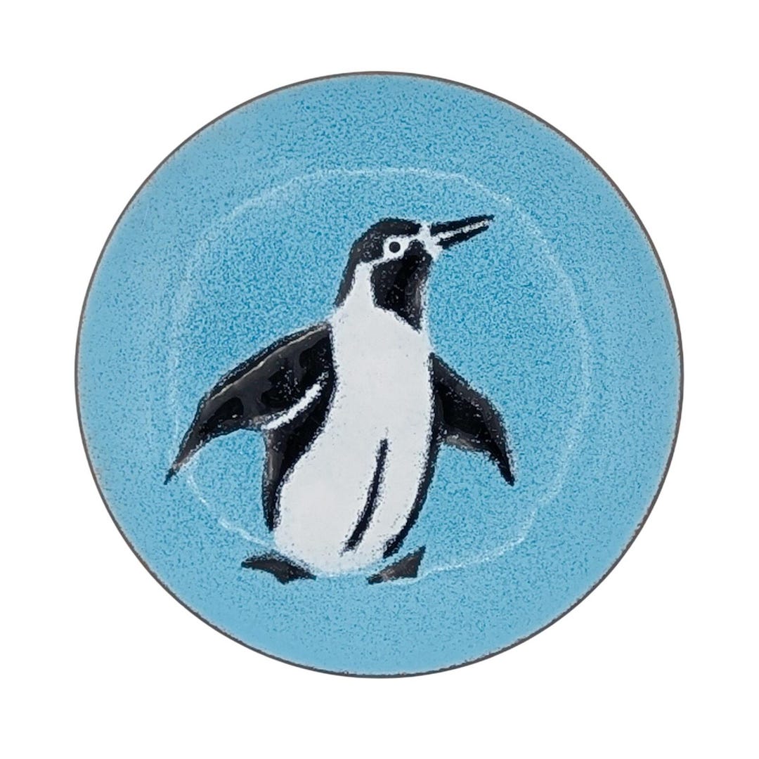 Vintage Annemarie Davidson Enamel on Copper Plate With Penguin on