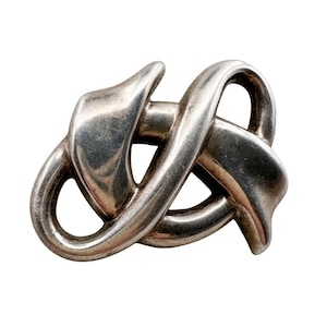 Mikal-Jon Bayanihan Sterling Silver Brooch | Vintage Modernist MCM Style Biomorphic Knot Design Signed Marked 925