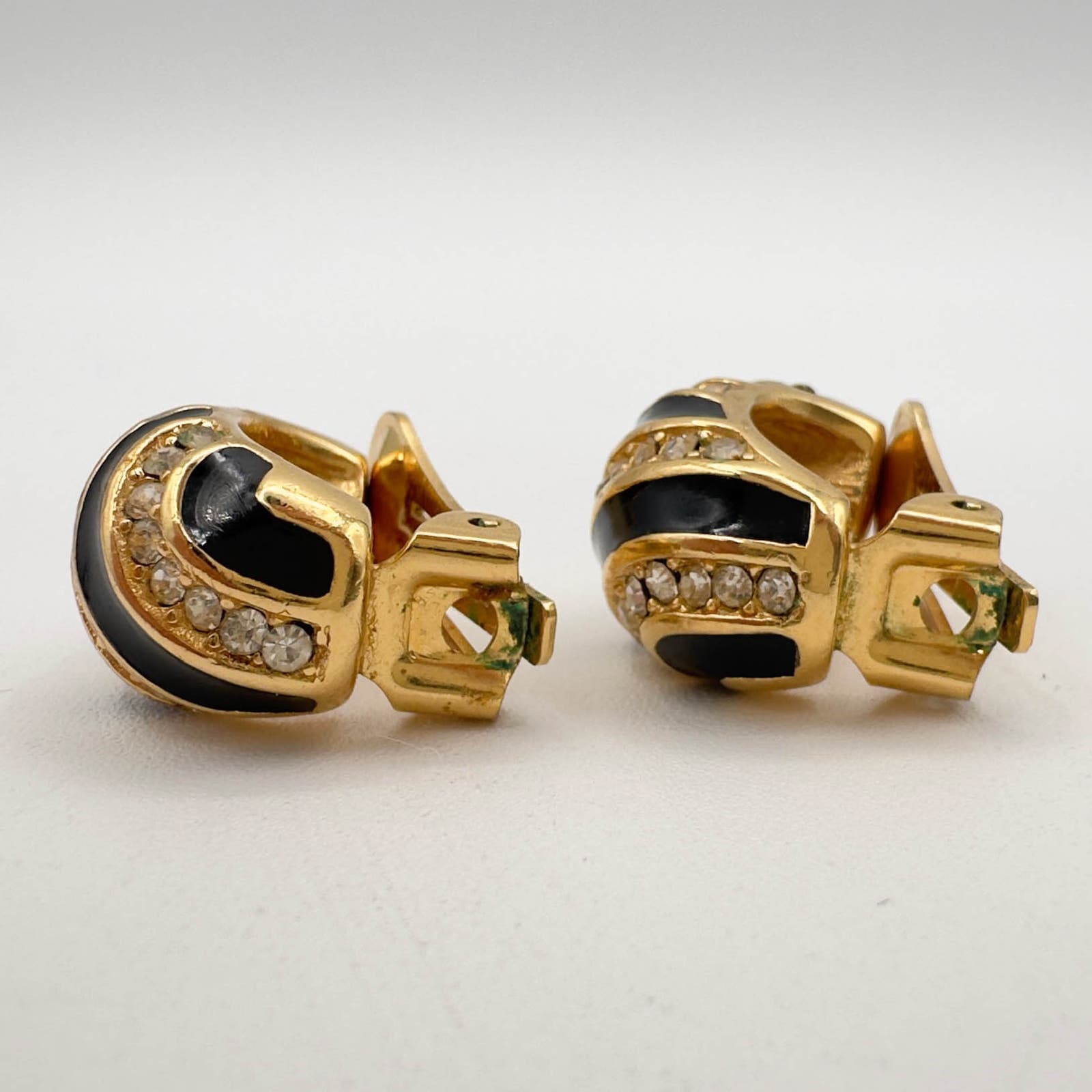 Christian Dior Gold Tone Domed Half Hoop Clip-on Earrings Christian Dior Gold Tone Domed Half Hoop Clip-on Earrings