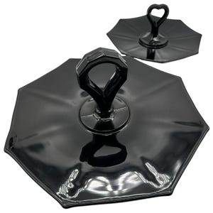 LE Smith Serving Tidbit Trays Black Amethyst Glass | Vintage 1930s | Gothic Halloween Decor