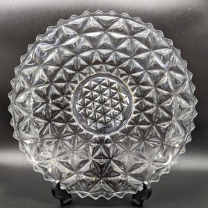 Imperial Glass Mount Vernon Torte Plate Crisscross Diamond Pattern Solid Heavy