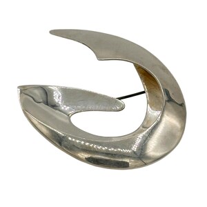 Taxco Sterling Silver Brooch | Folded Swirl C Shaped 3d Modernist Design | Marked Mexico TB-28 925