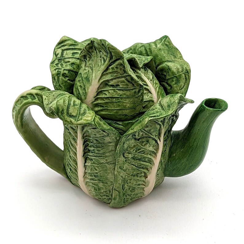 Khien Miniature Ceramic Romaine Lettuce Teapot Made in Thailand Vintage
