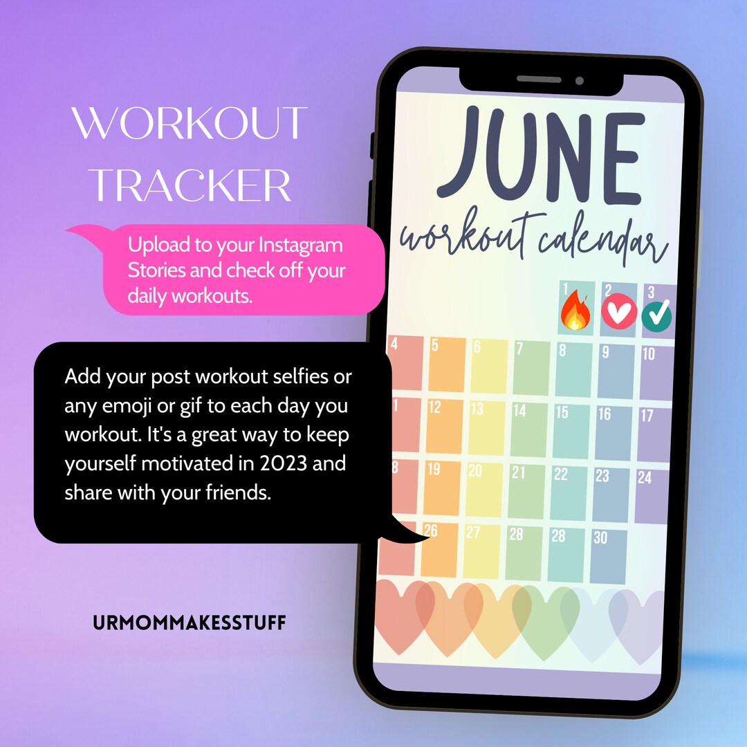 JUNE 2023 Social Media Workout Tracker Daily Workout Tracker Etsy